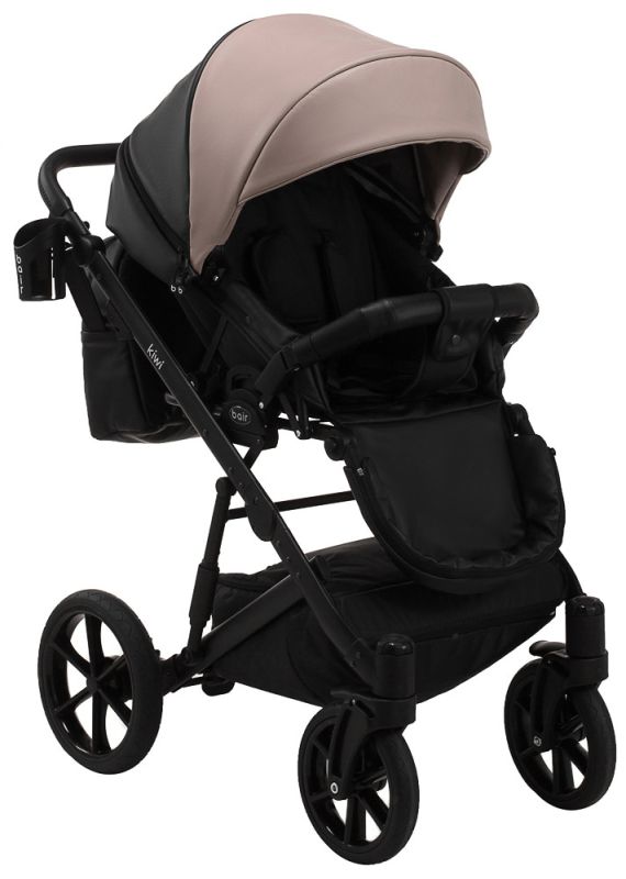 Коляска 2 в 1 Bair Kiwi кожа 100% BK-18/15 капучино - черный