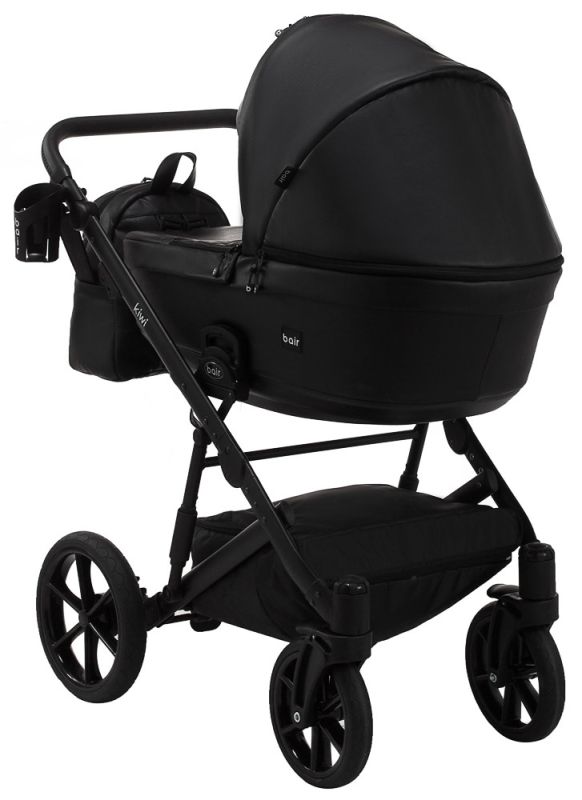 Коляска 2 в 1 Bair Kiwi кожа 100% BK-15 черный