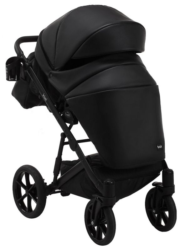 Коляска 2 в 1 Bair Kiwi кожа 100% BK-15 черный