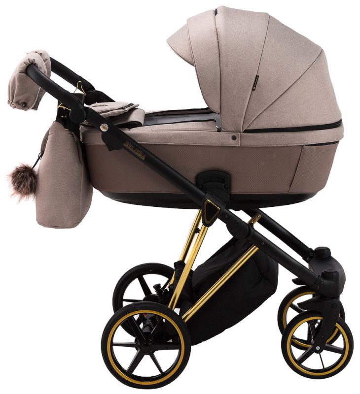 Коляска 2 в 1 Adamex Belissa Special Edidion (Gold) PS-528 капучіно - коричнева шкіра (перфорація)