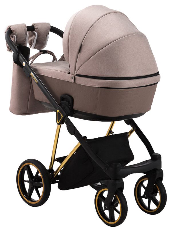Коляска 2 в 1 Adamex Belissa Special Edidion (Gold) PS-528 капучіно - коричнева шкіра (перфорація)