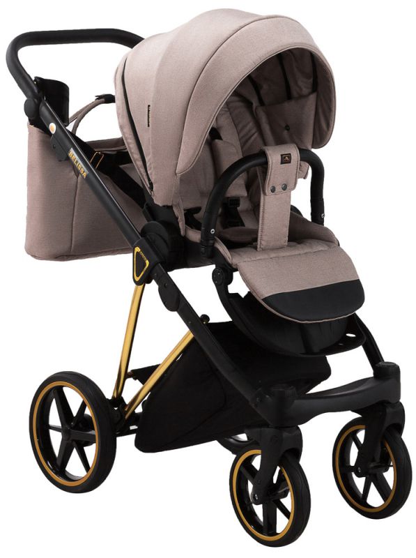 Коляска 2 в 1 Adamex Belissa Special Edidion (Gold) PS-528 капучіно - коричнева шкіра (перфорація)