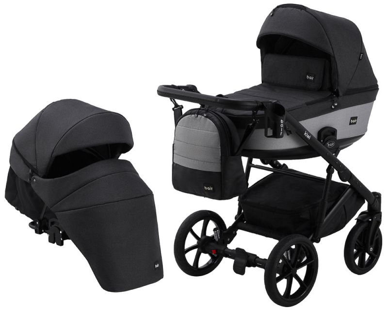Коляска 2 в 1 Bair Kiwi Soft BKS-00/22 черный - светло-серый