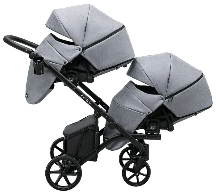 Коляска 2 в 1 для двійні Bair Kiwi DUO Soft BKP-218 сірий