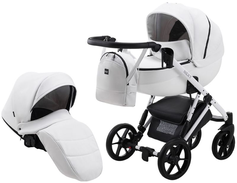 Коляска 2 в 1 Bair Next White кожа 100% 65 белый