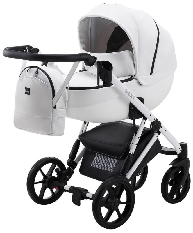 Коляска 2 в 1 Bair Next White кожа 100% 65 белый