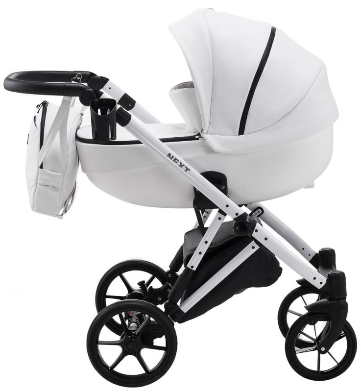 Коляска 2 в 1 Bair Next White кожа 100% 65 белый