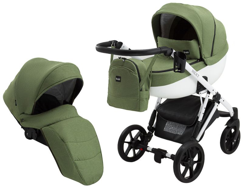 Коляска 2 в 1 Bair Next White Soft 71 зеленый