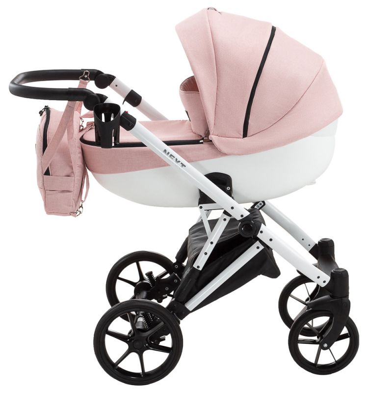 Коляска 2 в 1 Bair Next White Soft 72 светло-розовый