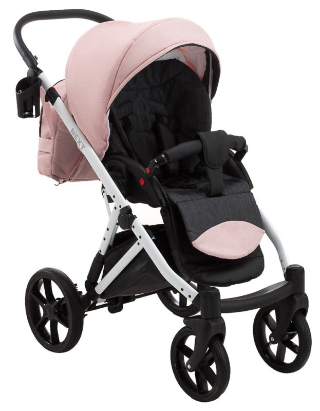 Коляска 2 в 1 Bair Next White Soft 72 светло-розовый