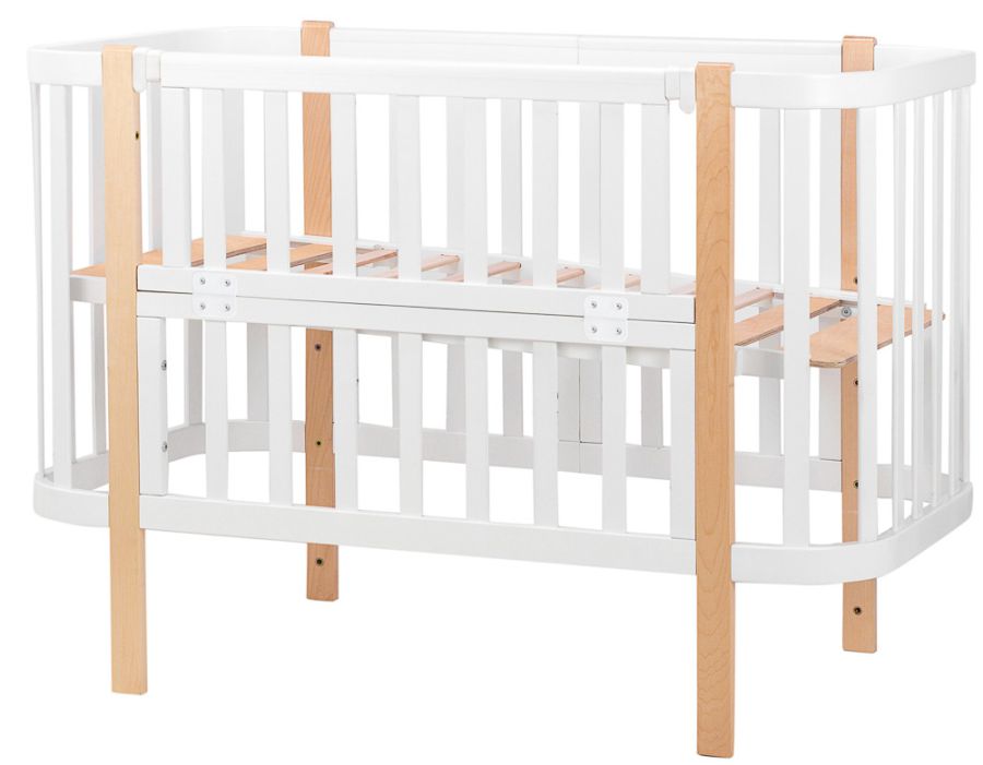 Кровать Babyroom Луна (120x60)  белый - светлый (натуральный)