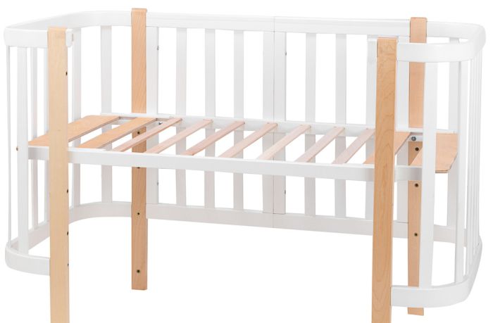 Кровать Babyroom Луна (120x60)  белый - светлый (натуральный)