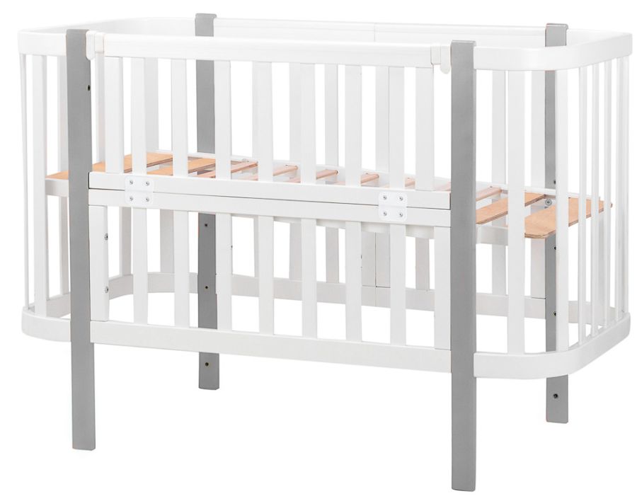 Кровать Babyroom Луна (120x60)  белый - серый