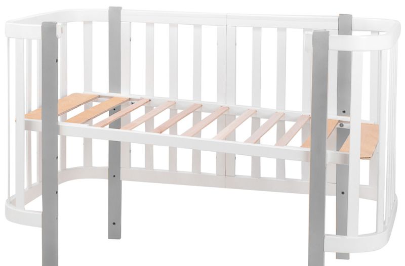 Кровать Babyroom Луна (120x60)  белый - серый