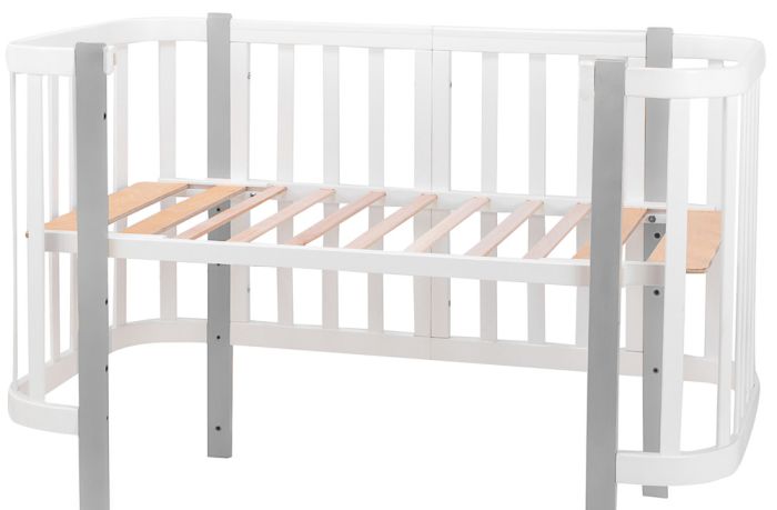Кровать Babyroom Луна (120x60)  белый - серый