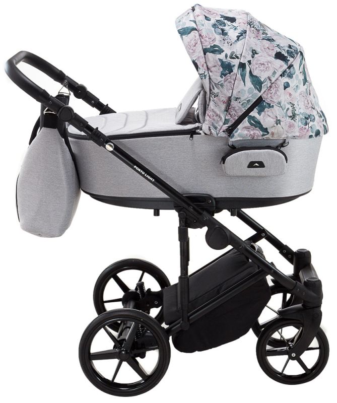 Коляска 2 в 1 Adamex Porto Light Flowers 12 серый (разноцветные цветы)