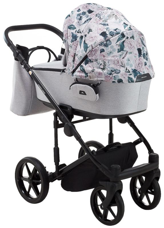 Коляска 2 в 1 Adamex Porto Light Flowers 12 серый (разноцветные цветы)