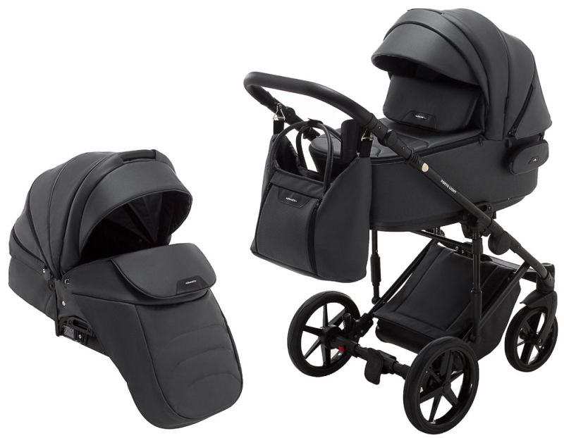Коляска 2 в 1 Adamex Porto Light ECO кожа 100% SA-5 графит