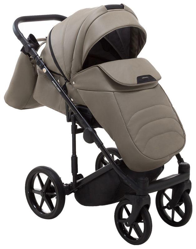 Коляска 2 в 1 Adamex Porto Light ECO кожа 100% SA-9 тёмный капучино