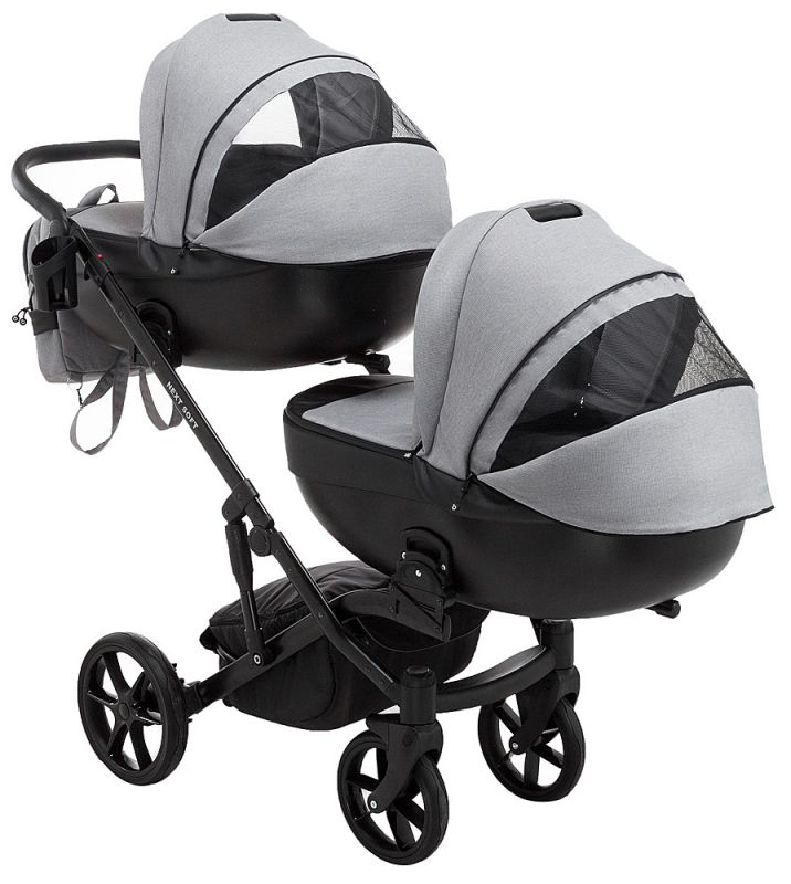 Коляска 2 в 1 для двойни Bair Next DUO Soft 10 серый
