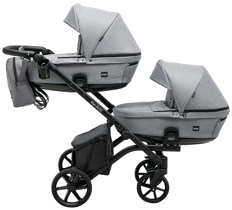 Коляска 2 в 1 для двійні Bair Kiwi DUO Soft BKP-218 сірий