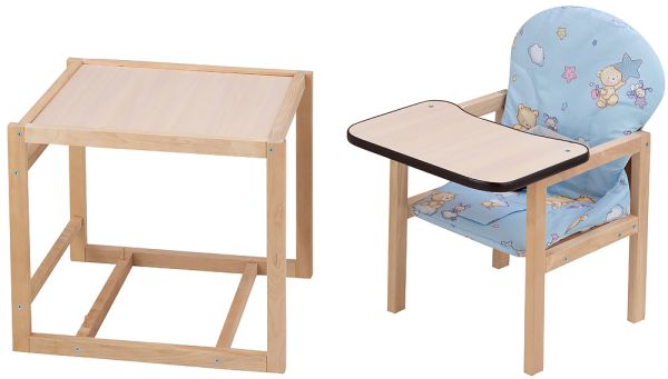 Стільчик-трансформер Babyroom Карапуз-100 eko МДФ стільниця блакитний (ведмедик, бджілка, зірка)