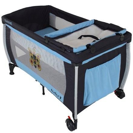 Манеж-кровать Quatro Lulu 1 с пеленатором  голубой - черный