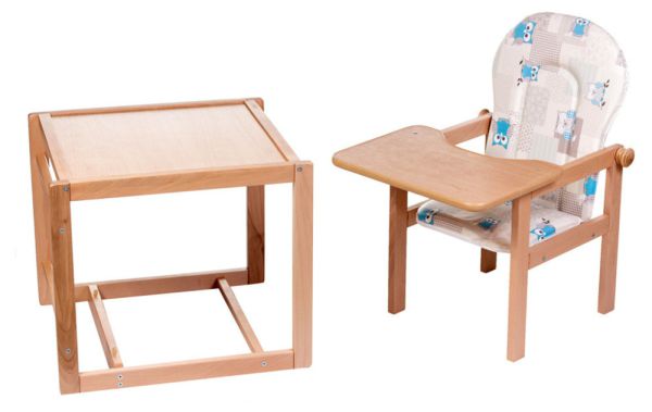Стульчик- трансформер Dorjan Kombi Gucio 11S светлый бук МДФ  бежевый (совы)