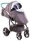 Коляска 2 в 1 Adamex Monte Deluxe Carbon D2 серый лен - белая кожа -бирюзовый кант (бирюзовая ручка)