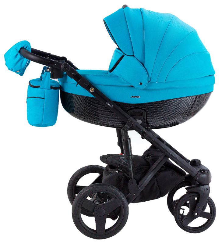 Коляска 2 в 1 Adamex Monte Deluxe Carbon C212 бирюзовый
