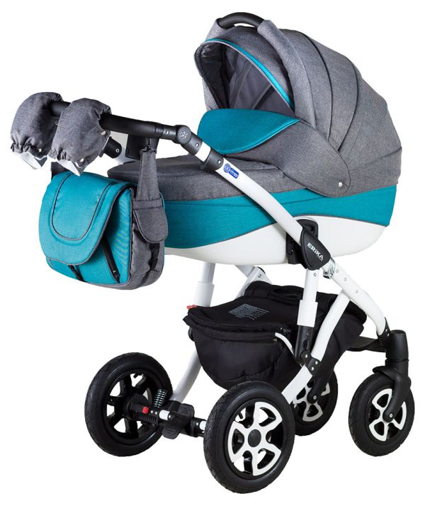 Коляска 2 в 1 Adamex Erika Len 403L сірий - бірюзовий