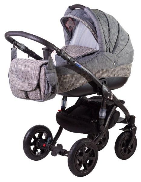 Коляска 2 в 1 Adamex Erika Eco 603K сірий (льон) - сірий (плетіння)