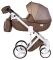 Коляска 2 в 1 Adamex Luciano кожа 100% Q264 коричневый - темный капучино - темно-бежевый