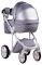 Коляска 2 в 1 Adamex Luciano кожа 100% Q257 серый - серебро
