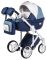 Коляска 2 в 1 Adamex Luciano кожа 100% Q272 темно-синий - голубой - белый