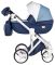 Коляска 2 в 1 Adamex Luciano кожа 100% Q272 темно-синий - голубой - белый