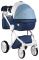 Коляска 2 в 1 Adamex Luciano кожа 100% Q272 темно-синий - голубой - белый