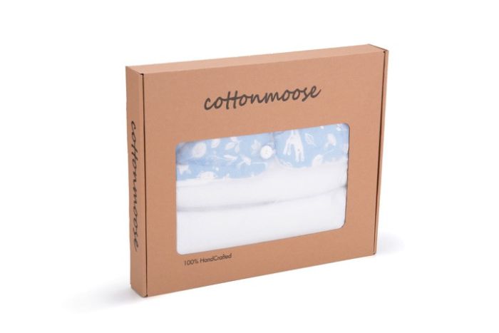 Універсальний конверт в коляску та автокрісло Cottonmoose Pooh 330/128/51 блакитний (ліс) з білим