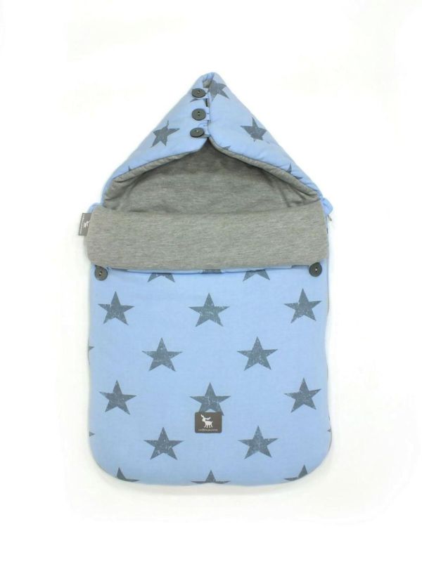 Универсальный конверт в коляску и автокресло Cottonmoose Pooh 330/26/49 голубой (звезды) с серым меланж