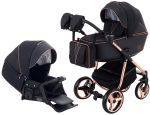 Коляска 2 в 1 Adamex Sierra Polar (Pink Gold) SR408 черный - черный кожа (перфорация)