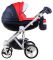 Коляска 2 в 1 Adamex Monte Deluxe Carbon кожа 100% D102 т.синий-красный-белый