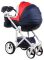 Коляска 2 в 1 Adamex Monte Deluxe Carbon кожа 100% D102 т.синий-красный-белый