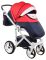 Коляска 2 в 1 Adamex Monte Deluxe Carbon кожа 100% D102 т.синий-красный-белый