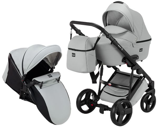 Коляска 2 в 1 Bair Leo шкіра 100% GN-45 світло-сірий