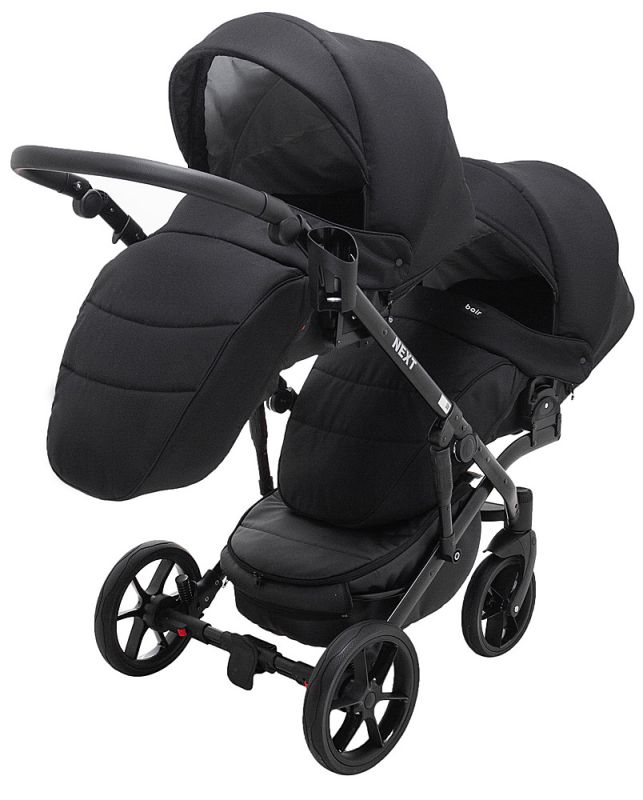 Коляска 2 в 1 для двойни Bair Next DUO Soft 02 черный