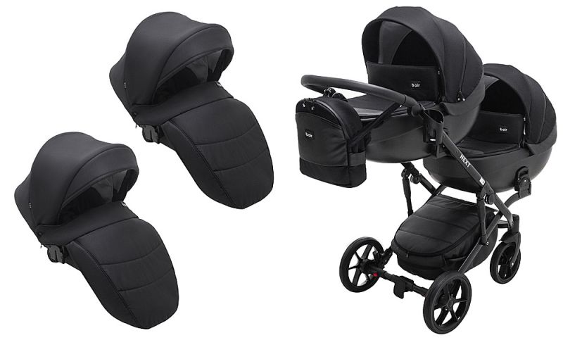 Коляска 2 в 1 для двойни Bair Next DUO Soft 02 черный