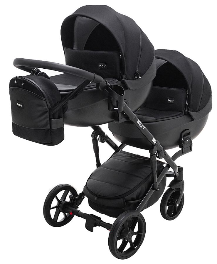 Коляска 2 в 1 для двойни Bair Next DUO Soft 02 черный