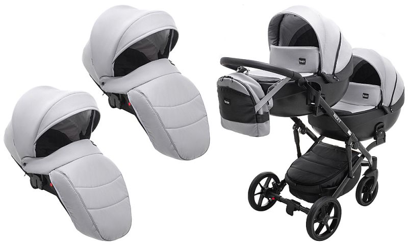 Коляска 2 в 1 для двойни Bair Next DUO Soft 31 серый