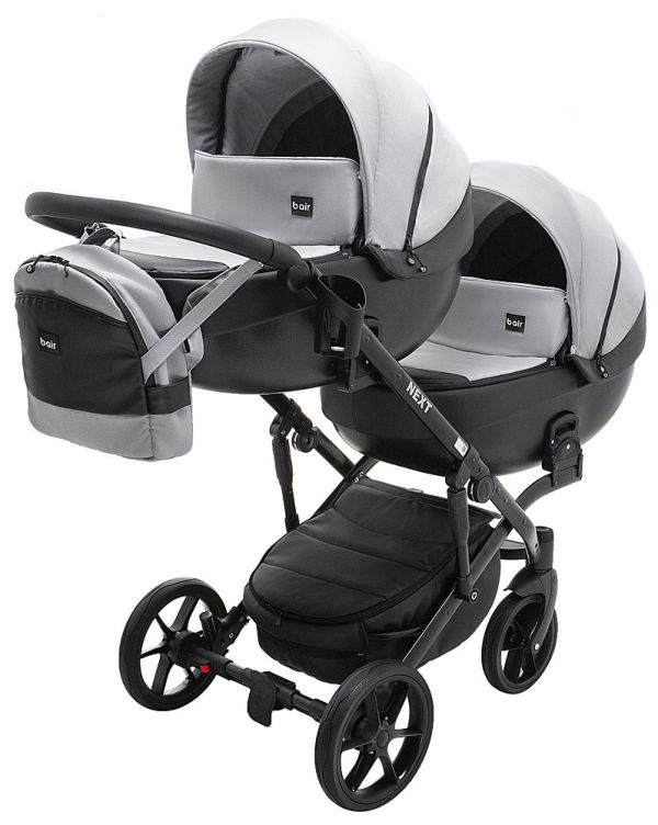 Коляска 2 в 1 для двійні Bair Next DUO Soft 31 сірий
