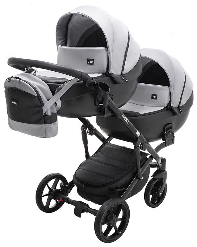 Коляска 2 в 1 для двойни Bair Next DUO Soft 31 серый